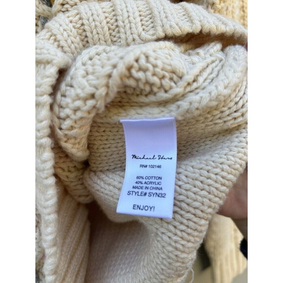 MICHAEL STARS M Women’s Ivory Grace Cable Knit Aran Knit Sweater Medium - Picture 5 of 8